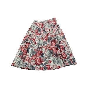 Vintage Laura Ashley Women's Multicolor Floral Print Pleated Maxi Skirt Size 10